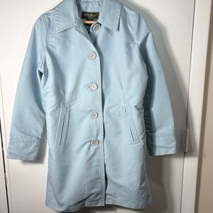 Eddie Bauer Light Blue Button Front Rain Jacket Coat Women’s Small